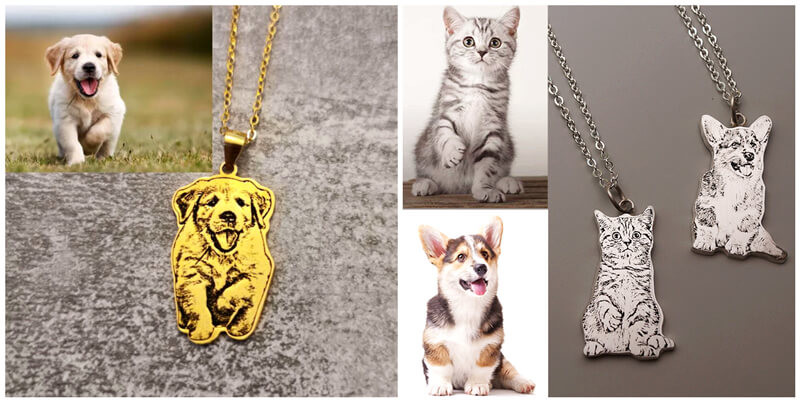 personalized pet photo jewelry wholesale custom dog picture pendant chain necklace bulk